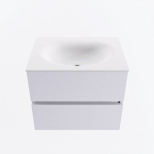 MONDIAZ VICA 60cm badmeubel onderkast Cale 2 lades. Wastafel MOON midden zonder kraangat, kleur Talc.