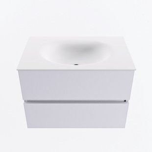 MONDIAZ VICA 70cm badmeubel onderkast Cale 2 lades. Wastafel MOON midden 1 kraangat, kleur Talc.