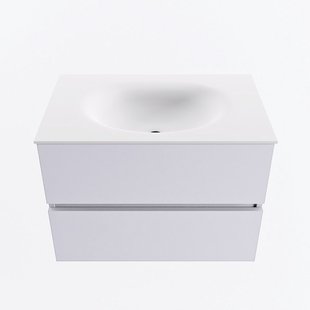 MONDIAZ VICA 70cm badmeubel onderkast Cale 2 lades. Wastafel MOON midden zonder kraangat, kleur Talc.