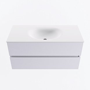 MONDIAZ VICA 100cm badmeubel onderkast Cale 2 lades. Wastafel MOON midden 1 kraangat, kleur Talc.