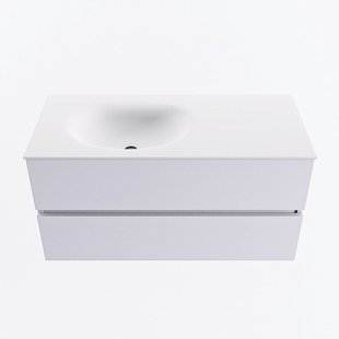 MONDIAZ VICA 100cm badmeubel onderkast Cale 2 lades. Wastafel MOON links 1 kraangat, kleur Talc.