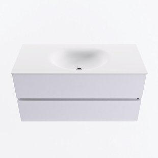 MONDIAZ VICA 100cm badmeubel onderkast Cale 2 lades. Wastafel MOON midden zonder kraangat, kleur Talc.