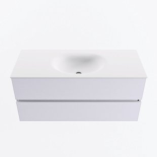 MONDIAZ VICA 110cm badmeubel onderkast Cale 2 lades. Wastafel MOON midden 1 kraangat, kleur Talc.