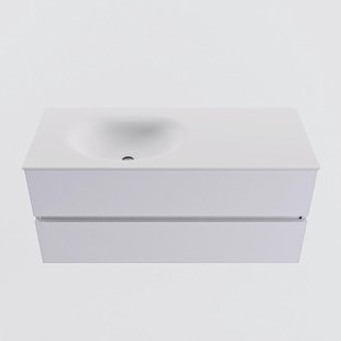 MONDIAZ VICA 110cm badmeubel onderkast Cale 2 lades. Wastafel MOON links 1 kraangat, kleur Talc.