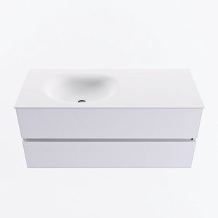 MONDIAZ VICA 110cm badmeubel onderkast Cale 2 lades. Wastafel MOON links zonder kraangat, kleur Talc.