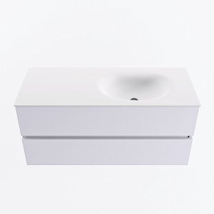 MONDIAZ VICA 110cm badmeubel onderkast Cale 2 lades. Wastafel MOON rechts zonder kraangat, kleur Talc.