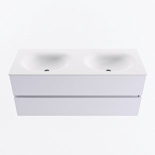 MONDIAZ VICA 120cm badmeubel onderkast Cale 2 lades. Wastafel MOON dubbel 2 kraangaten, kleur Talc.