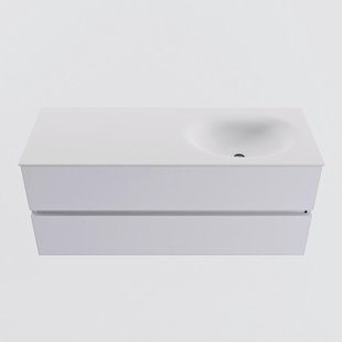 MONDIAZ VICA 120cm badmeubel onderkast Cale 2 lades. Wastafel MOON rechts zonder kraangat, kleur Talc.