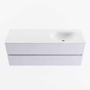 MONDIAZ VICA 130cm badmeubel onderkast Cale 2 lades. Wastafel MOON rechts 1 kraangat, kleur Talc.