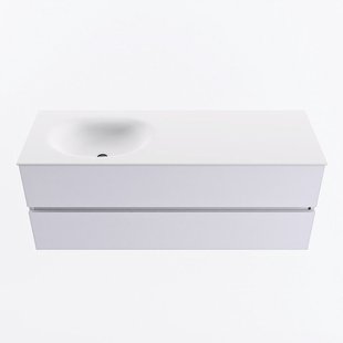 MONDIAZ VICA 130cm badmeubel onderkast Cale 2 lades. Wastafel MOON links zonder kraangat, kleur Talc.