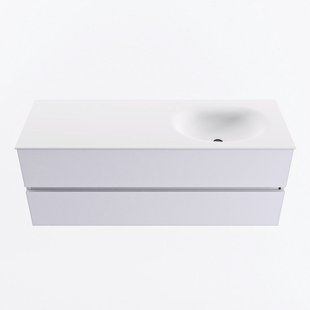 MONDIAZ VICA 130cm badmeubel onderkast Cale 2 lades. Wastafel MOON rechts zonder kraangat, kleur Talc.