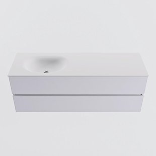 MONDIAZ VICA 140cm badmeubel onderkast Cale 2 lades. Wastafel MOON links 1 kraangat, kleur Talc.