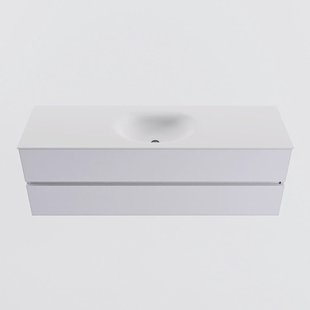 MONDIAZ VICA 150cm badmeubel onderkast Cale 2 lades. Wastafel MOON midden 1 kraangat, kleur Talc.