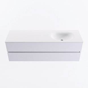 MONDIAZ VICA 150cm badmeubel onderkast Cale 2 lades. Wastafel MOON rechts 1 kraangat, kleur Talc.