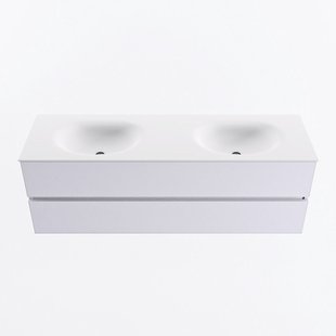 MONDIAZ VICA 150cm badmeubel onderkast Cale 2 lades. Wastafel MOON dubbel 2 kraangaten, kleur Talc.