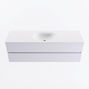 MONDIAZ VICA 150cm badmeubel onderkast Cale 2 lades. Wastafel MOON midden zonder kraangat, kleur Talc.