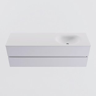 MONDIAZ VICA 150cm badmeubel onderkast Cale 2 lades. Wastafel MOON rechts zonder kraangat, kleur Talc.