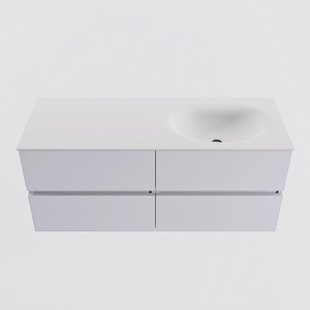 MONDIAZ VICA 120cm badmeubel onderkast Cale 4 lades. Wastafel MOON rechts 1 kraangat, kleur Talc.