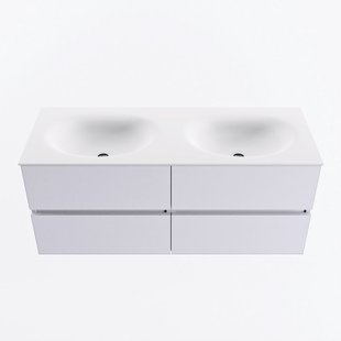 MONDIAZ VICA 120cm badmeubel onderkast Cale 4 lades. Wastafel MOON dubbel 2 kraangaten, kleur Talc.