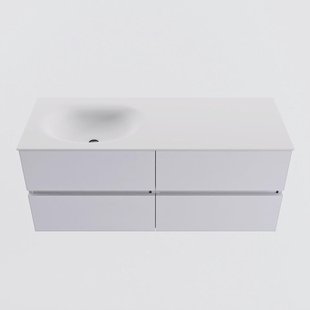 MONDIAZ VICA 120cm badmeubel onderkast Cale 4 lades. Wastafel MOON links zonder kraangat, kleur Talc.