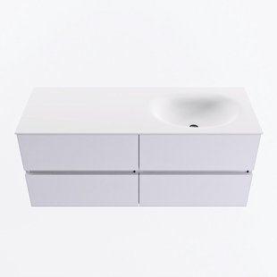 MONDIAZ VICA 120cm badmeubel onderkast Cale 4 lades. Wastafel MOON rechts zonder kraangat, kleur Talc.
