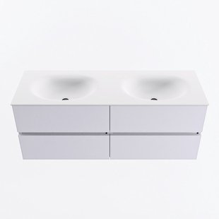 MONDIAZ VICA 130cm badmeubel onderkast Cale 4 lades. Wastafel MOON dubbel 2 kraangaten, kleur Talc.