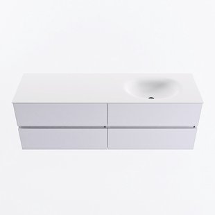 MONDIAZ VICA 150cm badmeubel onderkast Cale 4 lades. Wastafel MOON rechts 1 kraangat, kleur Talc.