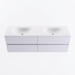 MONDIAZ VICA 150cm badmeubel onderkast Cale 4 lades. Wastafel MOON dubbel 2 kraangaten, kleur Talc.