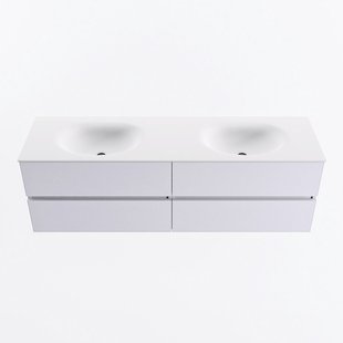 MONDIAZ VICA 160cm badmeubel onderkast Cale 4 lades. Wastafel MOON dubbel 2 kraangaten, kleur Talc.