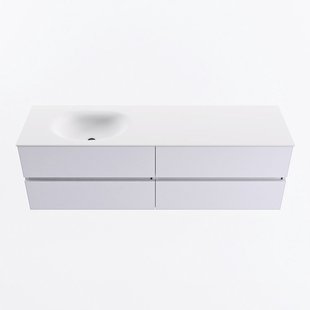 MONDIAZ VICA 160cm badmeubel onderkast Cale 4 lades. Wastafel MOON links zonder kraangat, kleur Talc.