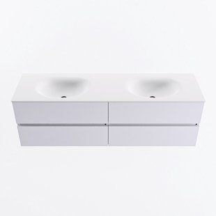 MONDIAZ VICA 160cm badmeubel onderkast Cale 4 lades. Wastafel MOON dubbel zonder kraangat, kleur Talc.