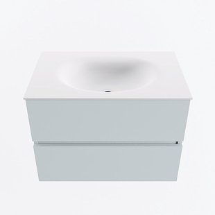 MONDIAZ VICA 70cm badmeubel onderkast Clay 2 lades. Wastafel MOON midden 1 kraangat, kleur Talc.