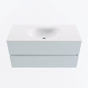 MONDIAZ VICA 100cm badmeubel onderkast Clay 2 lades. Wastafel MOON midden 1 kraangat, kleur Talc.