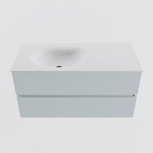 MONDIAZ VICA 100cm badmeubel onderkast Clay 2 lades. Wastafel MOON links 1 kraangat, kleur Talc.