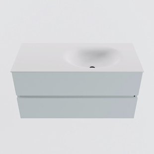 MONDIAZ VICA 100cm badmeubel onderkast Clay 2 lades. Wastafel MOON rechts 1 kraangat, kleur Talc.