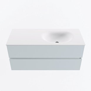 MONDIAZ VICA 110cm badmeubel onderkast Clay 2 lades. Wastafel MOON rechts zonder kraangat, kleur Talc.