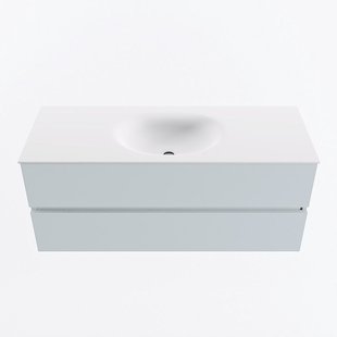 MONDIAZ VICA 120cm badmeubel onderkast Clay 2 lades. Wastafel MOON midden 1 kraangat, kleur Talc.