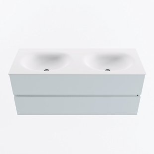 MONDIAZ VICA 120cm badmeubel onderkast Clay 2 lades. Wastafel MOON dubbel 2 kraangaten, kleur Talc.