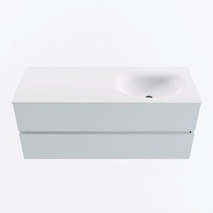 MONDIAZ VICA 120cm badmeubel onderkast Clay 2 lades. Wastafel MOON rechts zonder kraangat, kleur Talc.