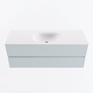 MONDIAZ VICA 130cm badmeubel onderkast Clay 2 lades. Wastafel MOON midden zonder kraangat, kleur Talc.