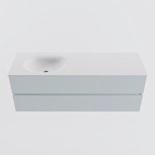 MONDIAZ VICA 140cm badmeubel onderkast Clay 2 lades. Wastafel MOON links 1 kraangat, kleur Talc.