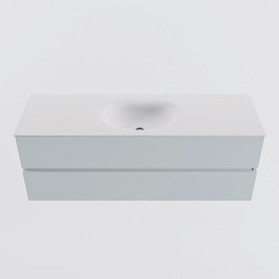 MONDIAZ VICA 140cm badmeubel onderkast Clay 2 lades. Wastafel MOON midden zonder kraangat, kleur Talc.