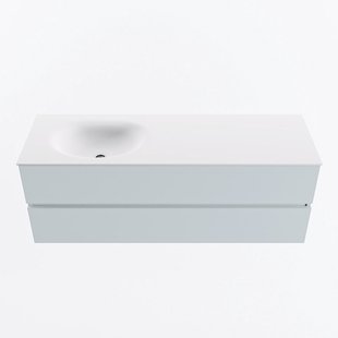 MONDIAZ VICA 140cm badmeubel onderkast Clay 2 lades. Wastafel MOON links zonder kraangat, kleur Talc.