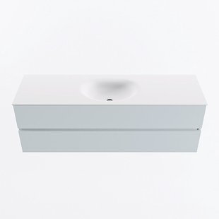 MONDIAZ VICA 150cm badmeubel onderkast Clay 2 lades. Wastafel MOON midden 1 kraangat, kleur Talc.