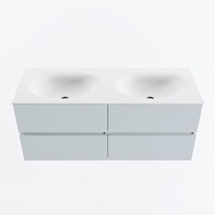 MONDIAZ VICA 120cm badmeubel onderkast Clay 4 lades. Wastafel MOON dubbel 2 kraangaten, kleur Talc.