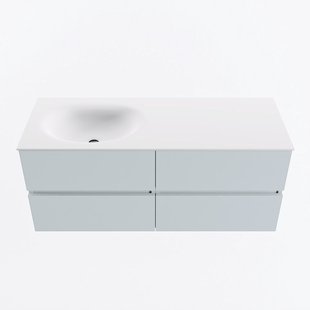 MONDIAZ VICA 120cm badmeubel onderkast Clay 4 lades. Wastafel MOON links zonder kraangat, kleur Talc.