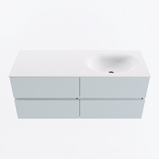 MONDIAZ VICA 120cm badmeubel onderkast Clay 4 lades. Wastafel MOON rechts zonder kraangat, kleur Talc.