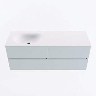 MONDIAZ VICA 130cm badmeubel onderkast Clay 4 lades. Wastafel MOON links zonder kraangat, kleur Talc.