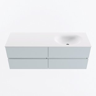 MONDIAZ VICA 140cm badmeubel onderkast Clay 4 lades. Wastafel MOON rechts 1 kraangat, kleur Talc.