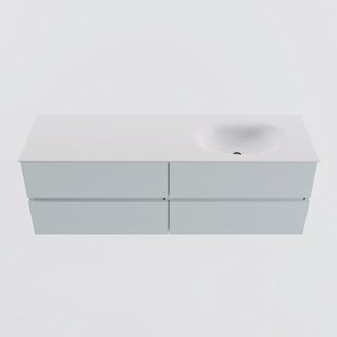 MONDIAZ VICA 150cm badmeubel onderkast Clay 4 lades. Wastafel MOON rechts 1 kraangat, kleur Talc.